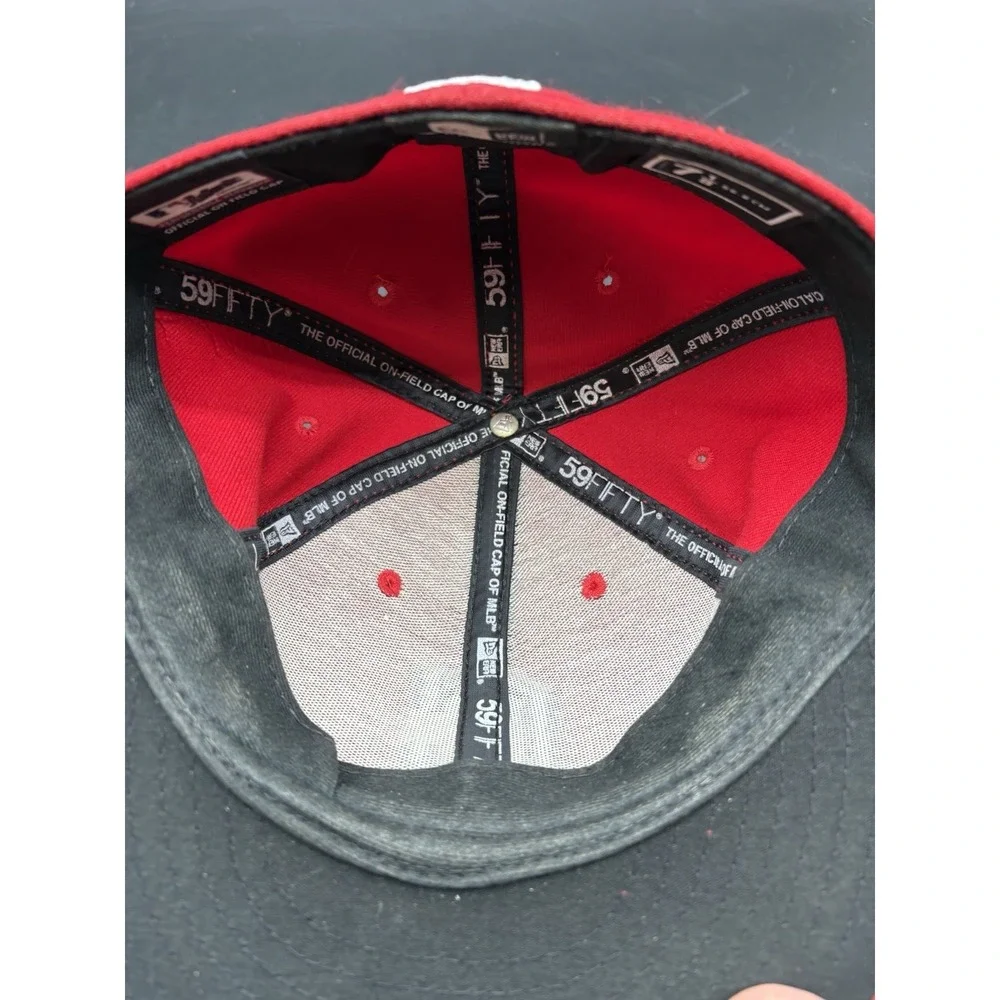New Era Cleveland Indians MLB Hat Mens 7 1/2 Red Excellent Fitted Wool Cap